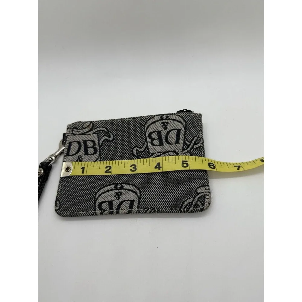 Dooney & Bourke Canvas DB Donegal Crest Wristlet Grey Black W/‎ Handstrap zip